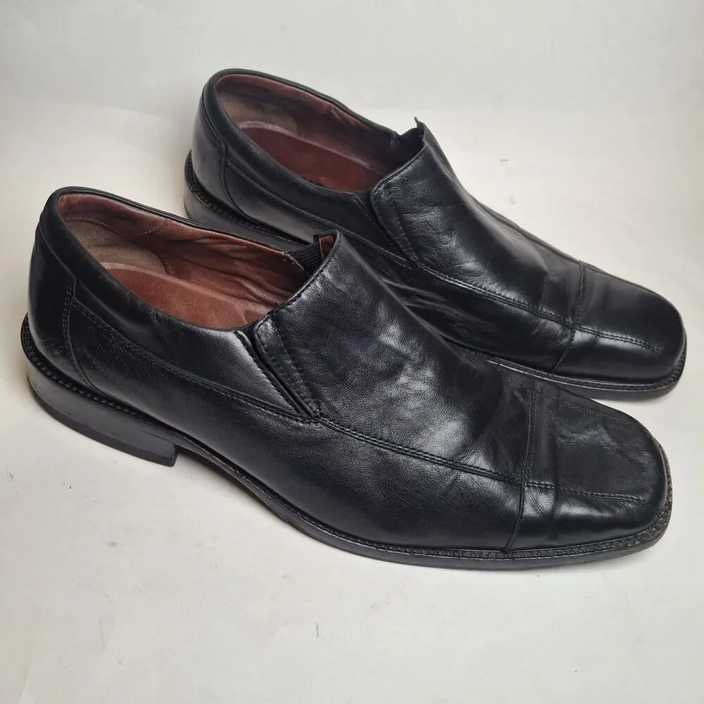 Johnston Murphy Sheepkin Y2k Square Toe Black Leather Slip-on Loafer Brazil 11M
